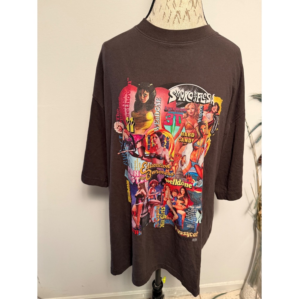 WE11DONE T-Shirt Brown XL Unisex Streetwear Movie‎ Collage graphic tee